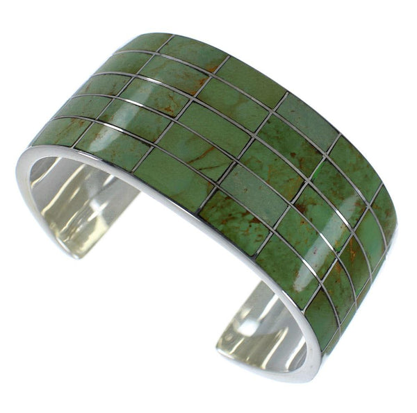 Southwestern Sterling Silver Turquoise Inlay Cuff Bracelet CX49530